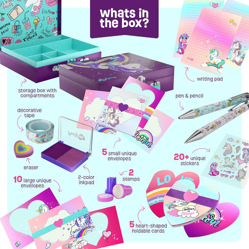 Unicorn Stationery Set for Girls Ages 6, 7, 8, 9, 10-12 Year Old